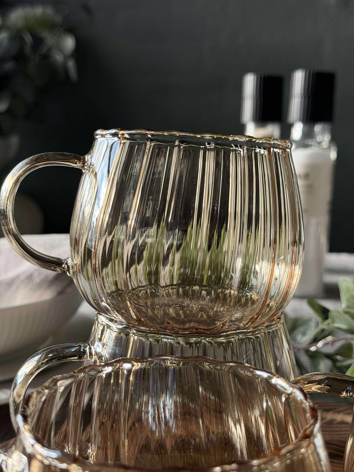 Glasbecher mit Rillen - 4 Stk.