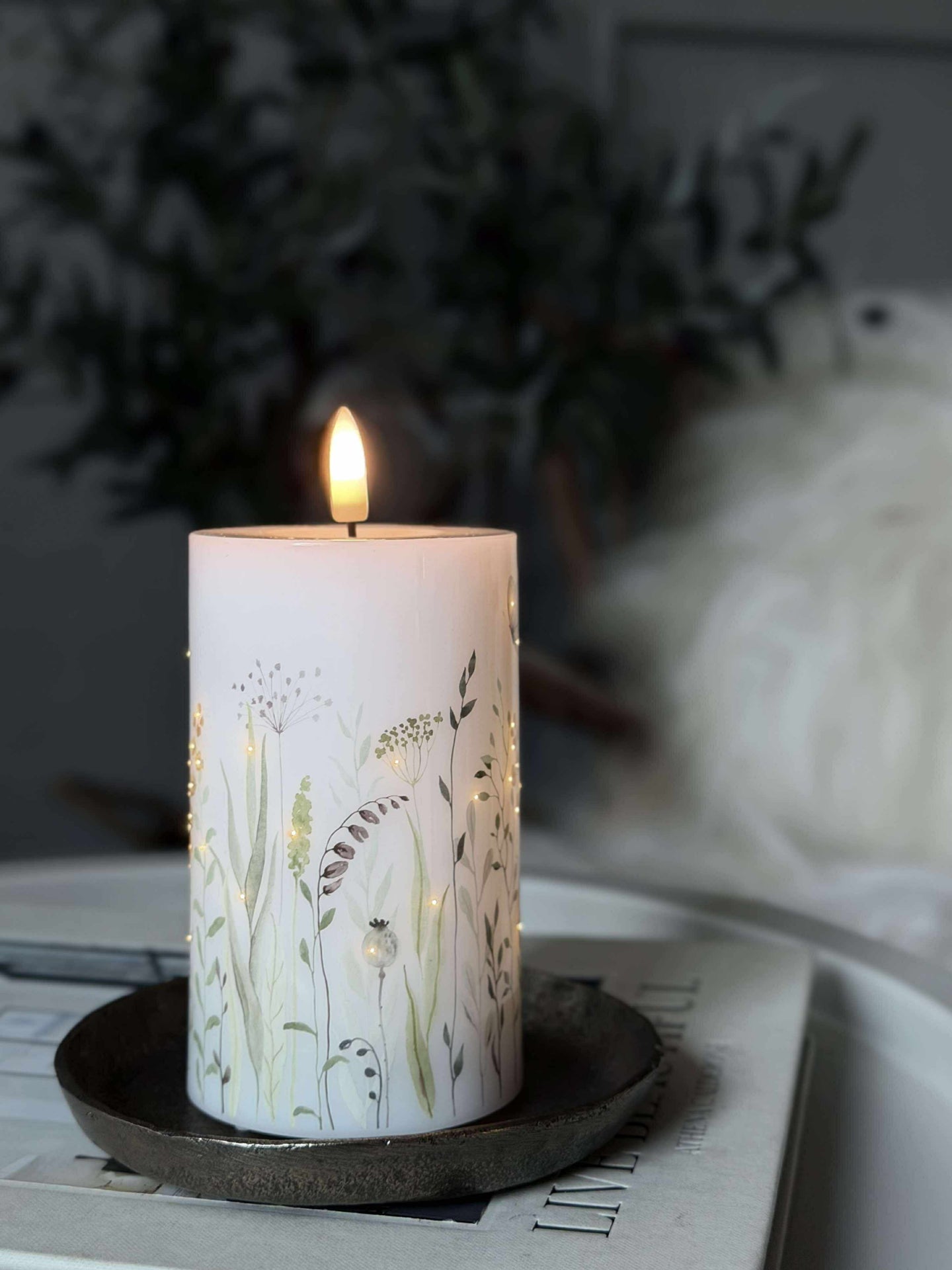 LED-Blockkerze Flower TWINKLE - 12,5 cm