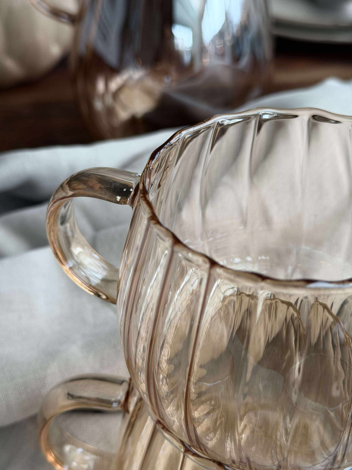 Glasbecher mit Rillen - 4 Stk.