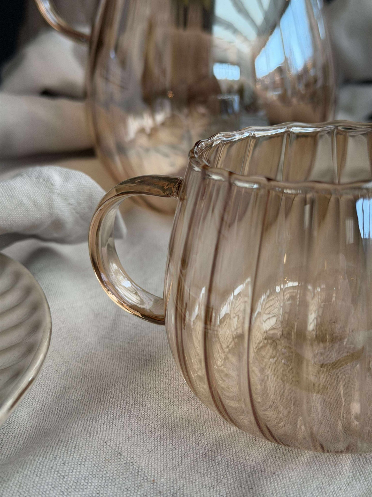Glasbecher mit Rillen - 4 Stk.