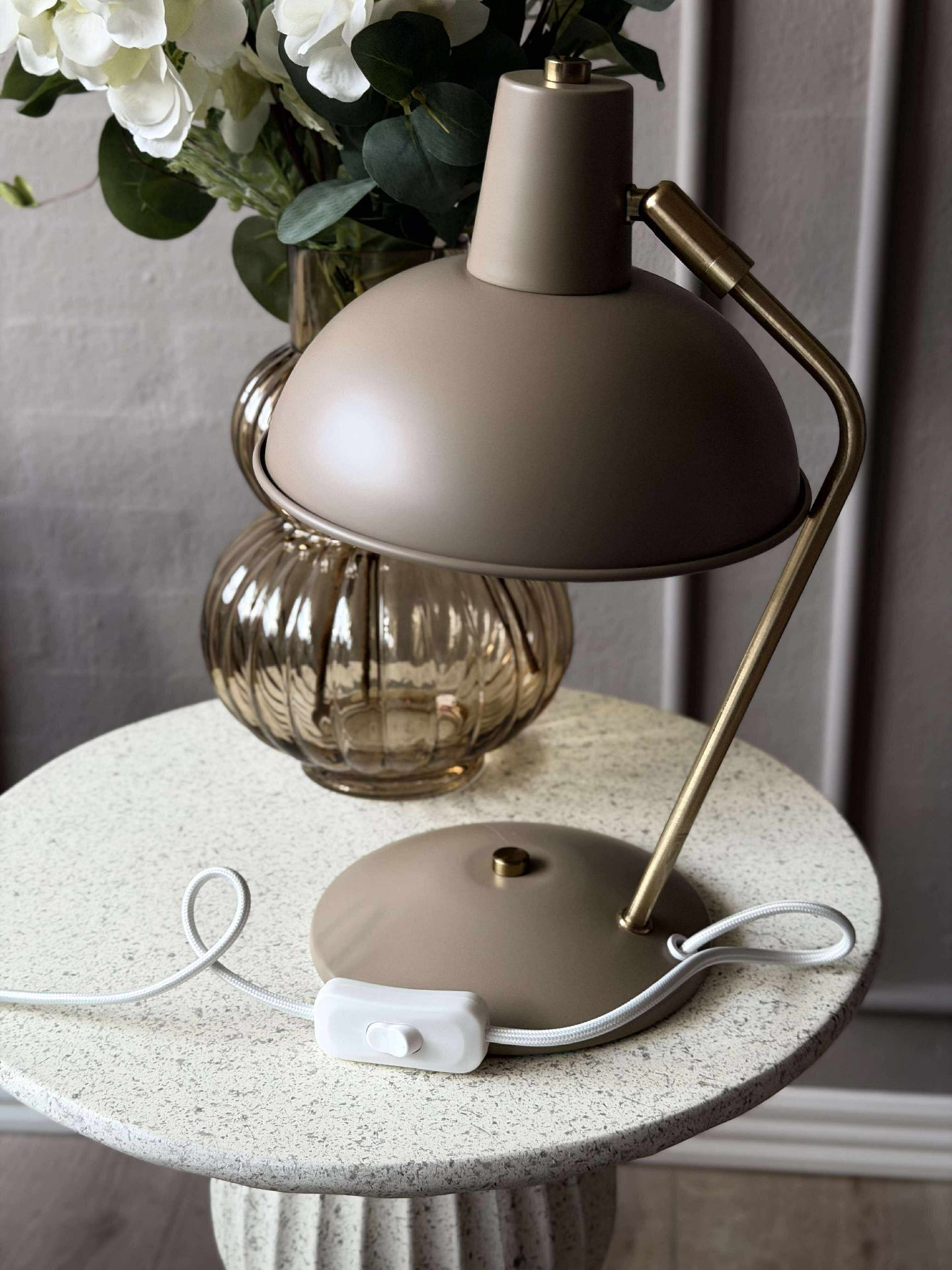 Tischlampe Retro - Beige / Gold