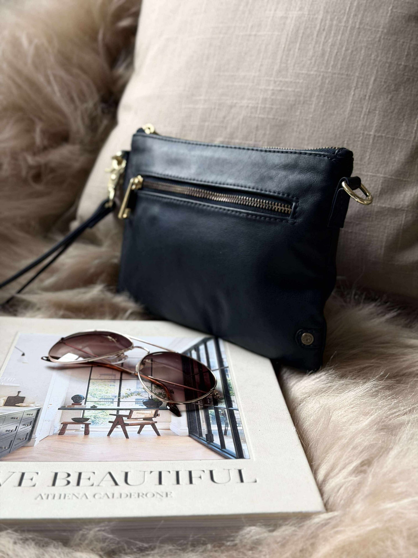 Schöne Lederclutch - LADY Midnight Blue