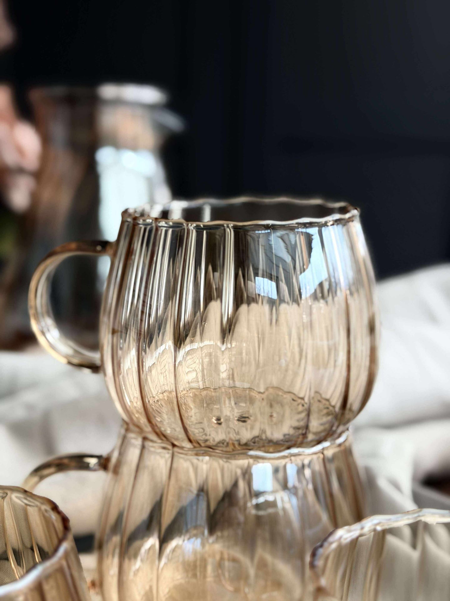 Glasbecher mit Rillen - 4 Stk.