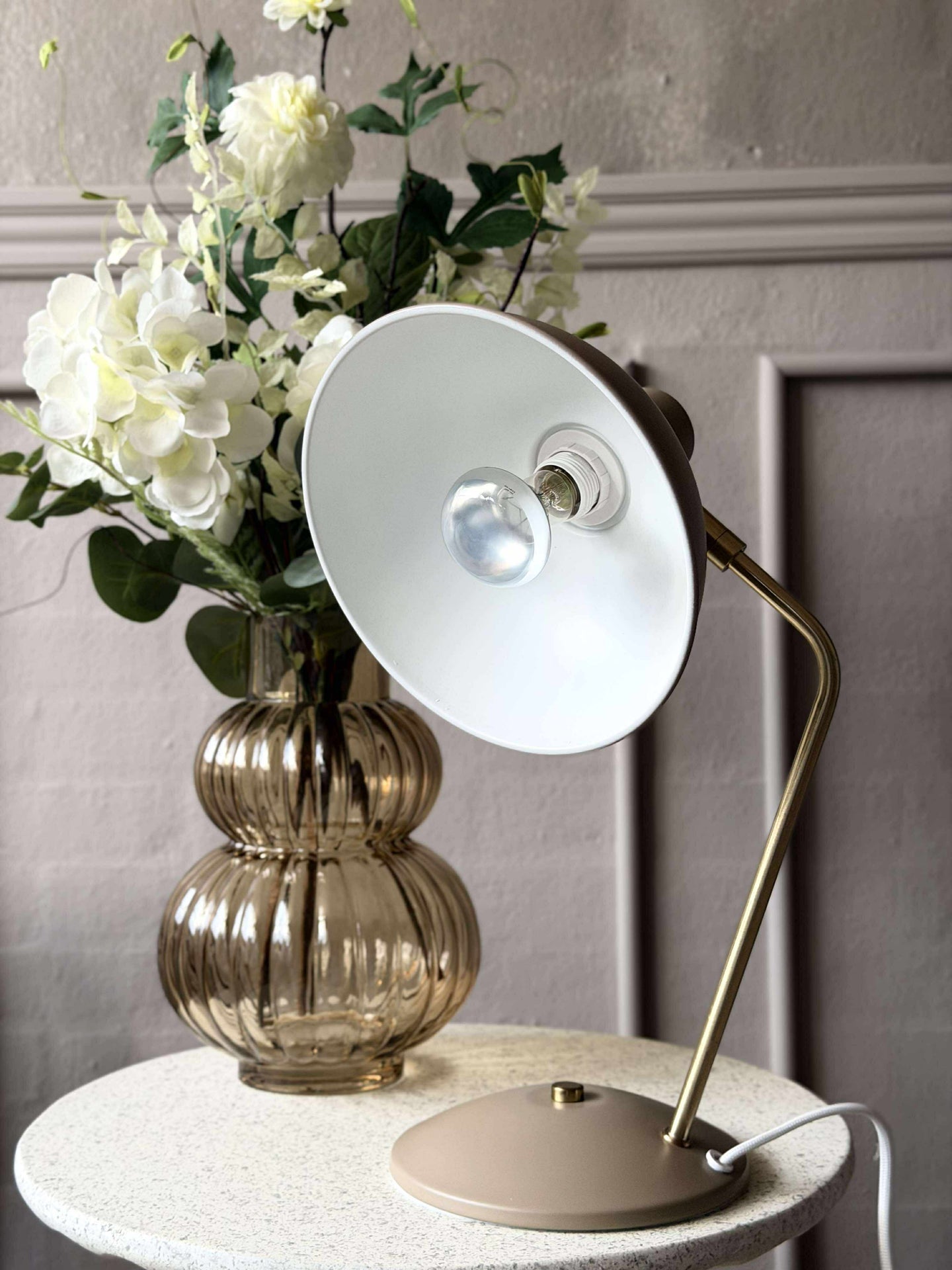 Tischlampe Retro - Beige / Gold
