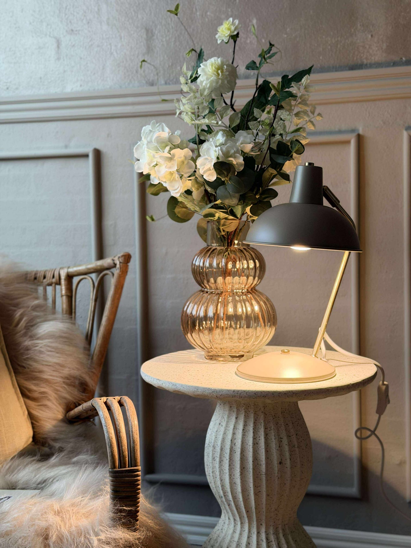 Tischlampe Retro - Beige / Gold