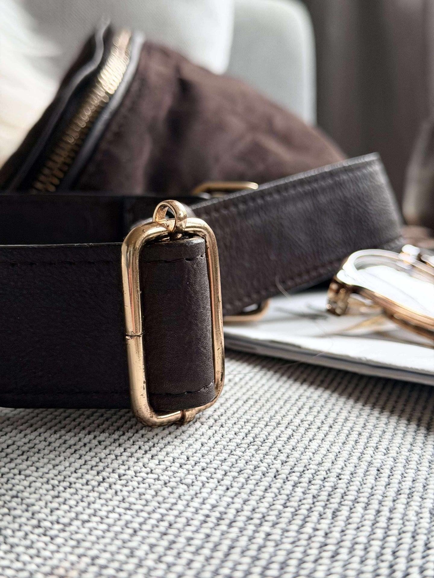 Bauchtasche Julia Veloursleder - Dark coffee