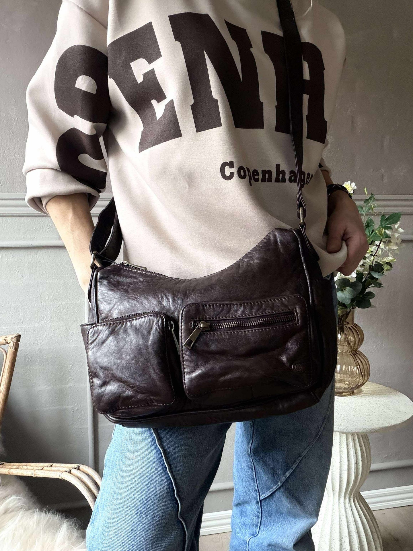 Schultertasche Sienna - Winter brown