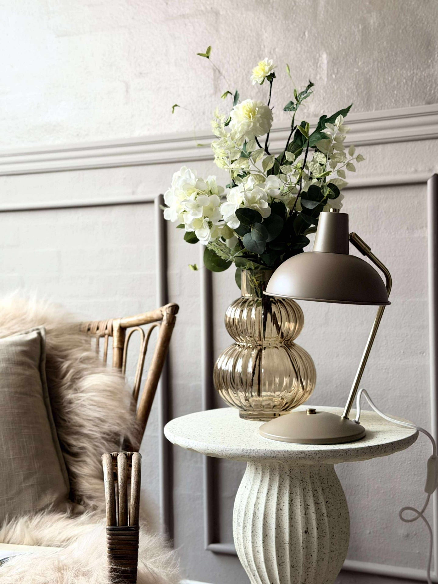 Tischlampe Retro - Beige / Gold