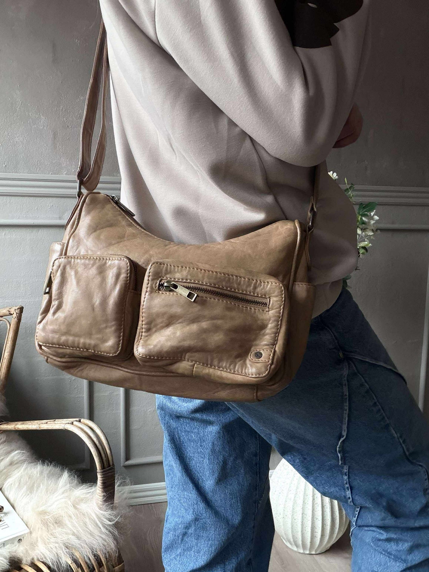 Schultertasche Sienna - Camel