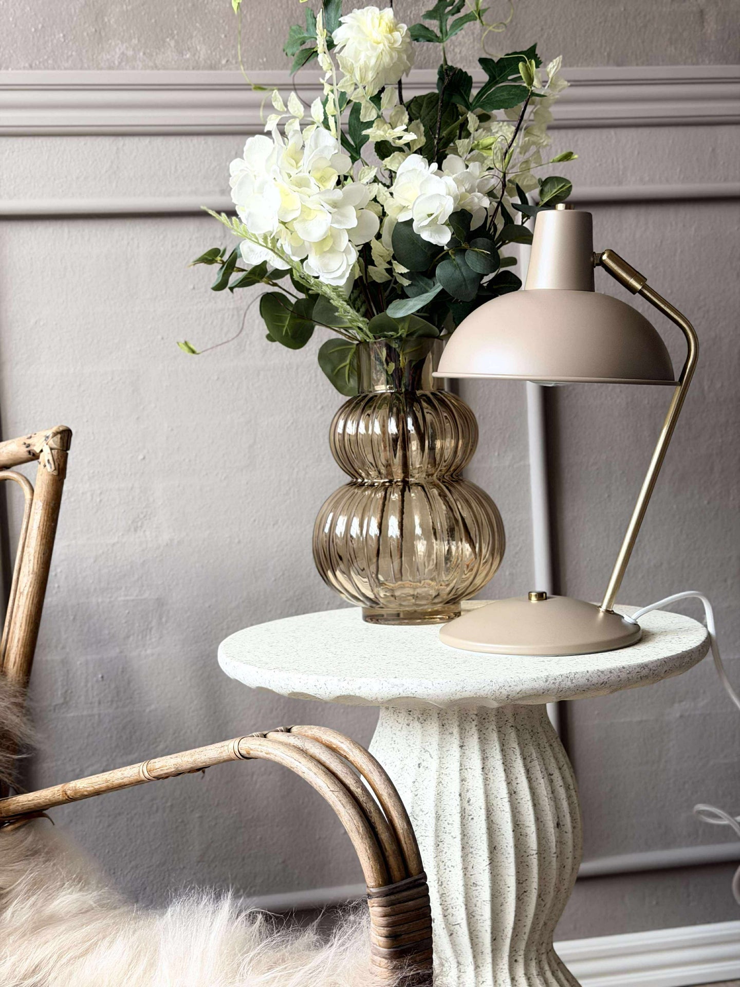 Tischlampe Retro - Beige / Gold