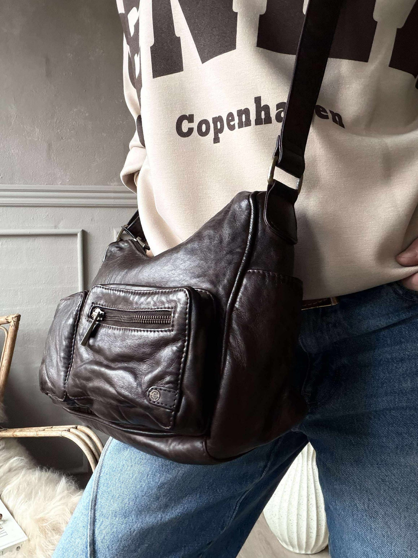 Schultertasche Sienna - Winter brown