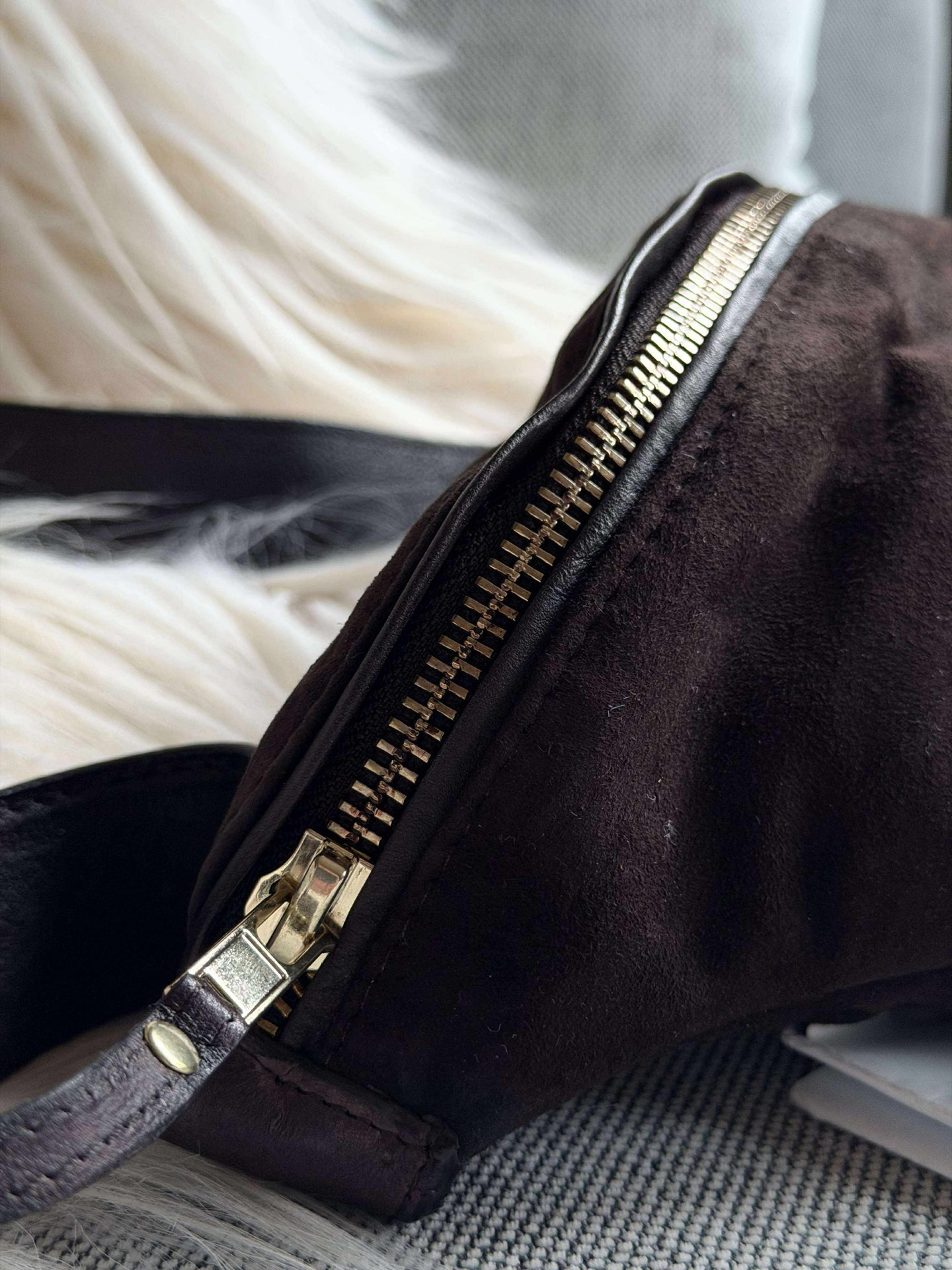 Bauchtasche Julia Veloursleder - Dark coffee