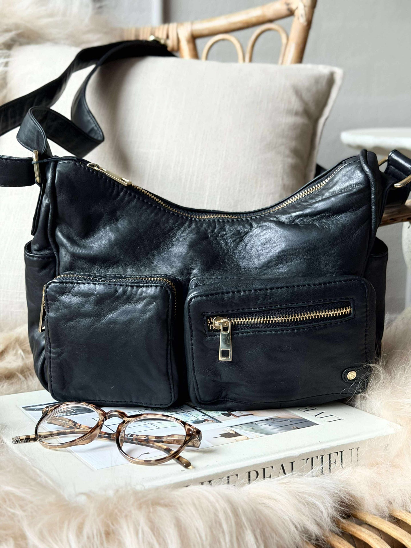 Schultertasche Sienna - Black gold
