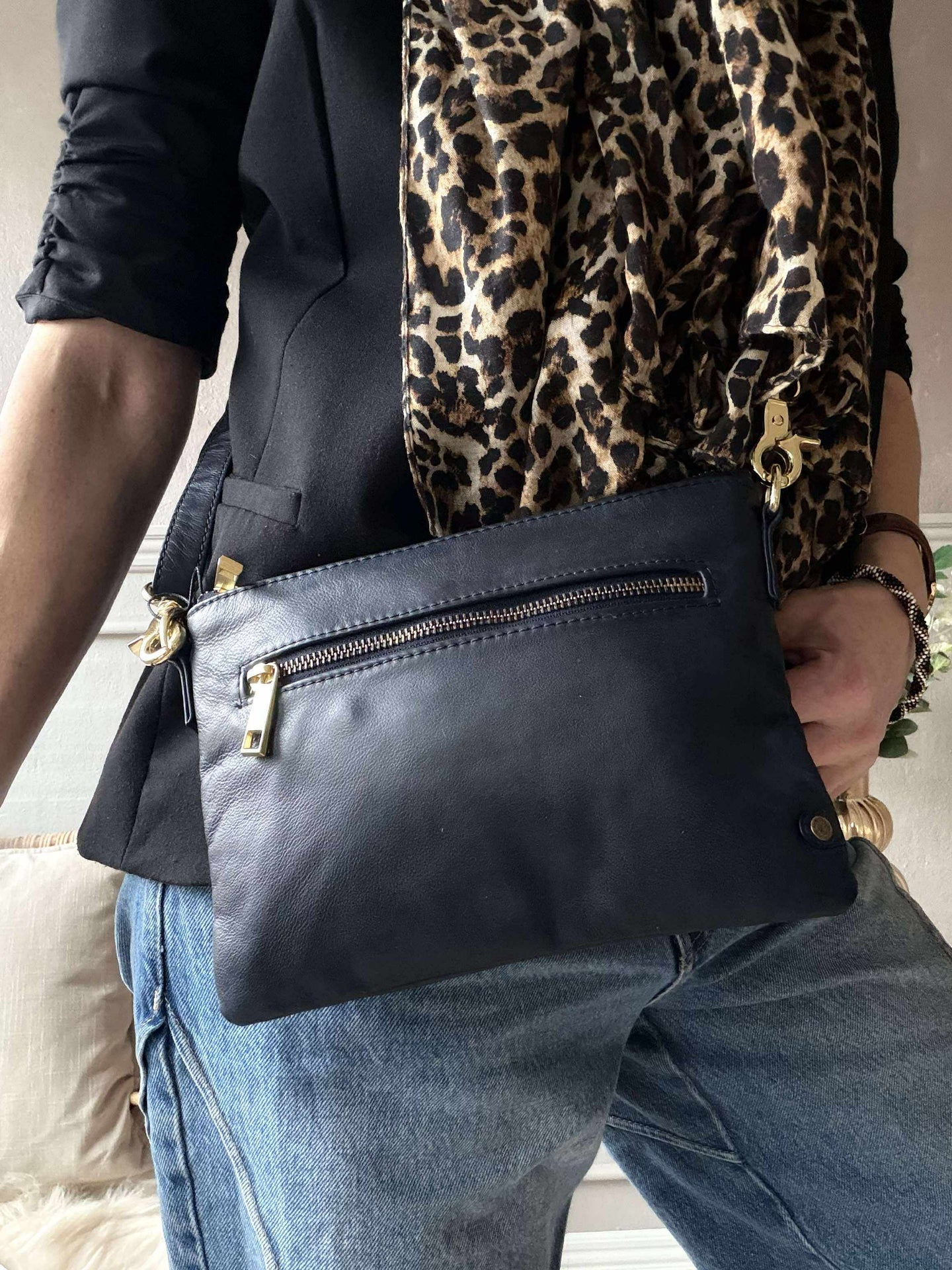 Schöne Lederclutch - LADY Midnight Blue