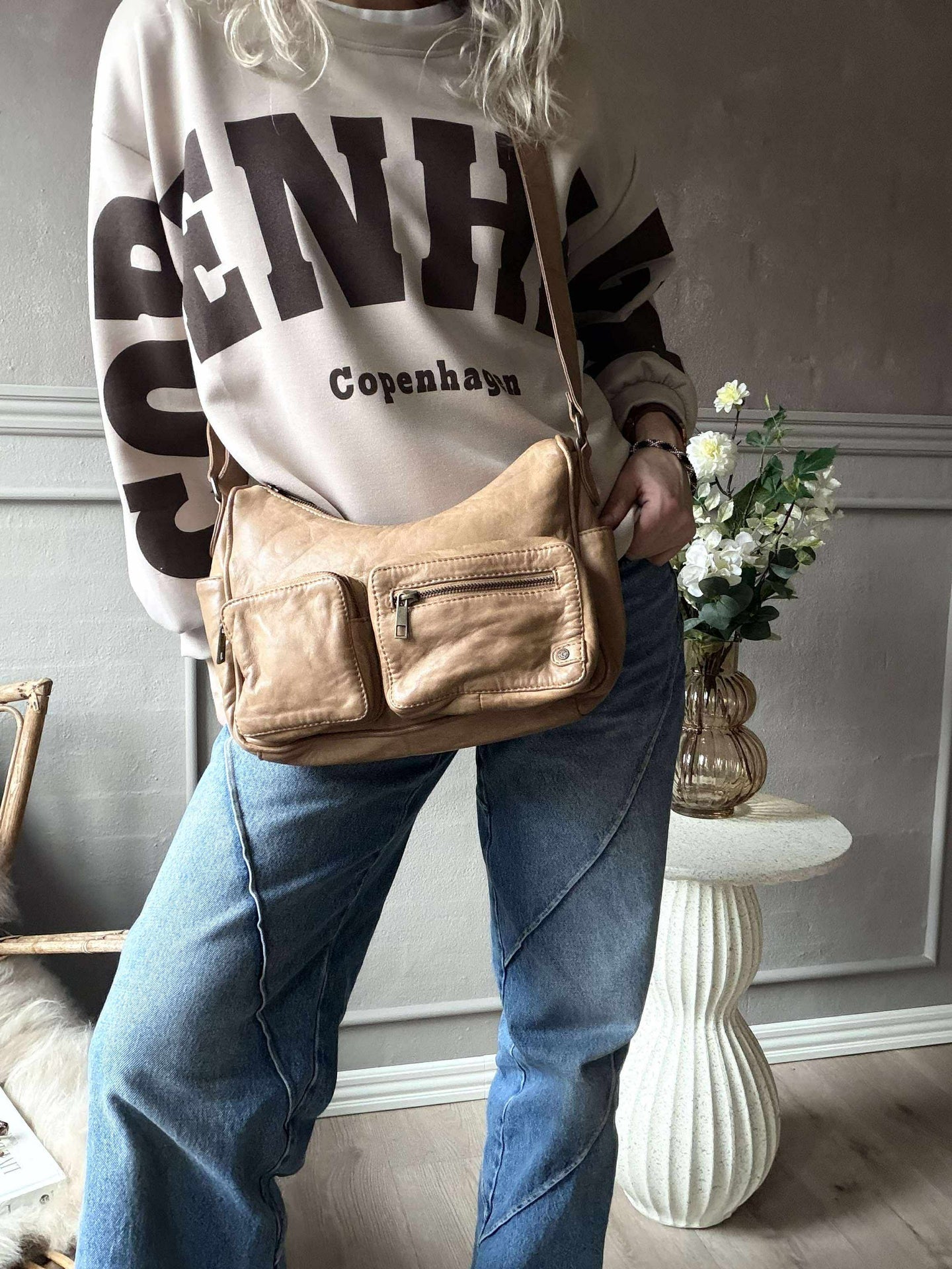 Schultertasche Sienna - Camel