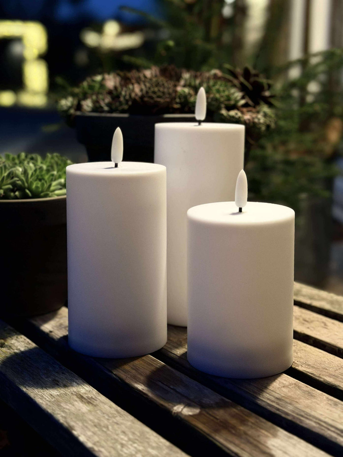 Außen-Blockkerzen - Set mit 3 Stk