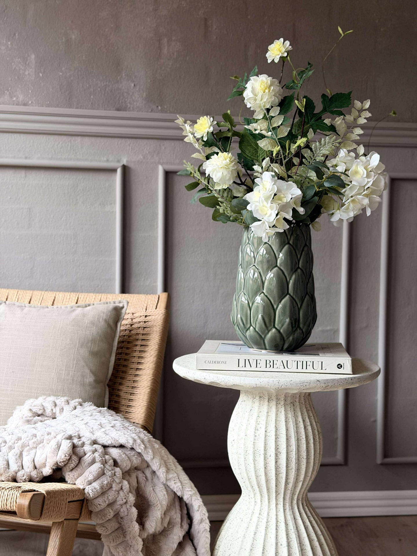 Vase Steingut - Grün