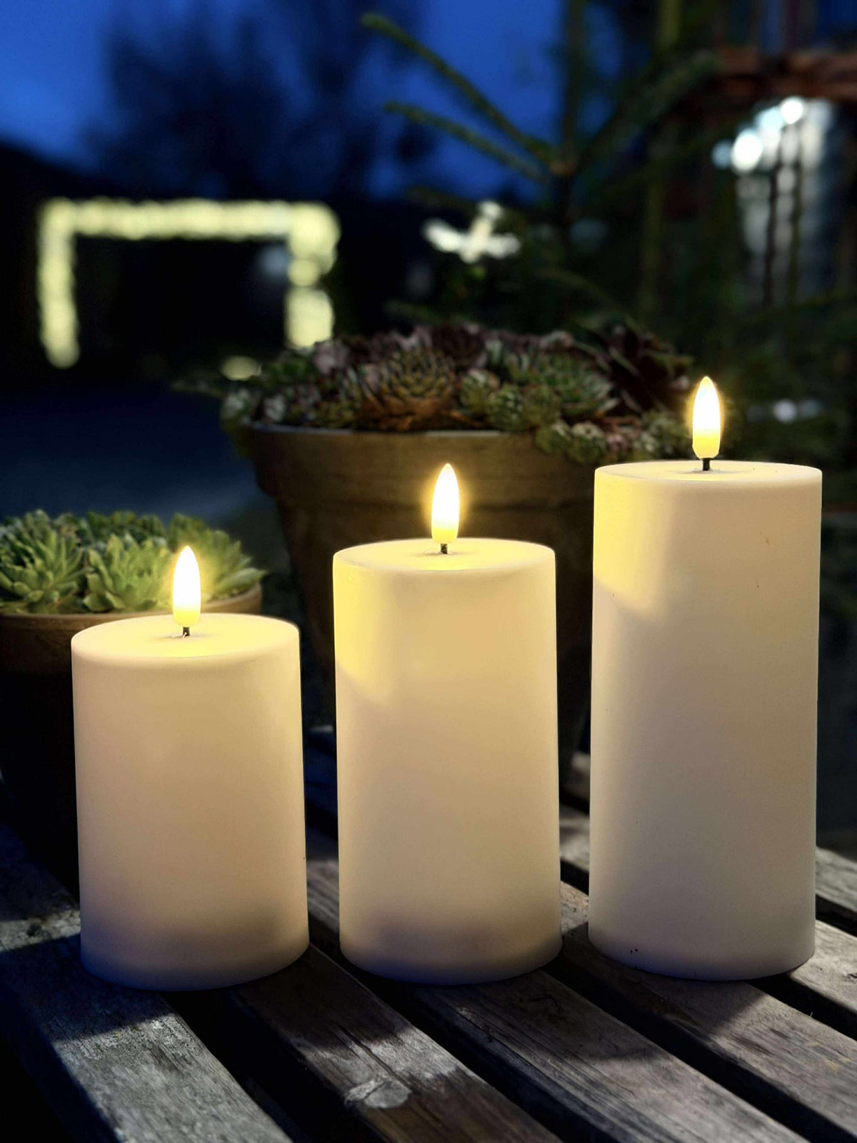 Außen-Blockkerzen - Set mit 3 Stk