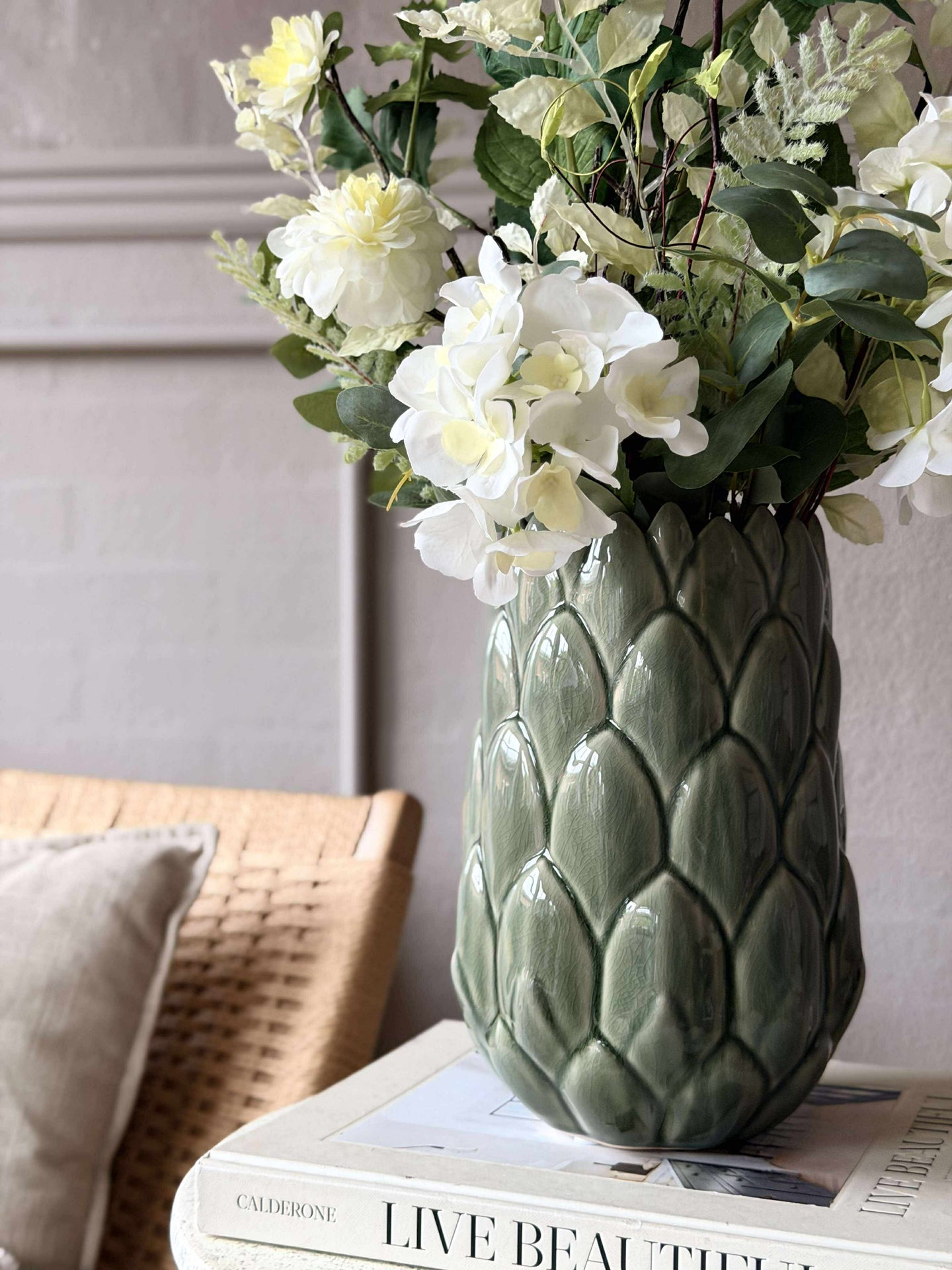 Vase Steingut - Grün