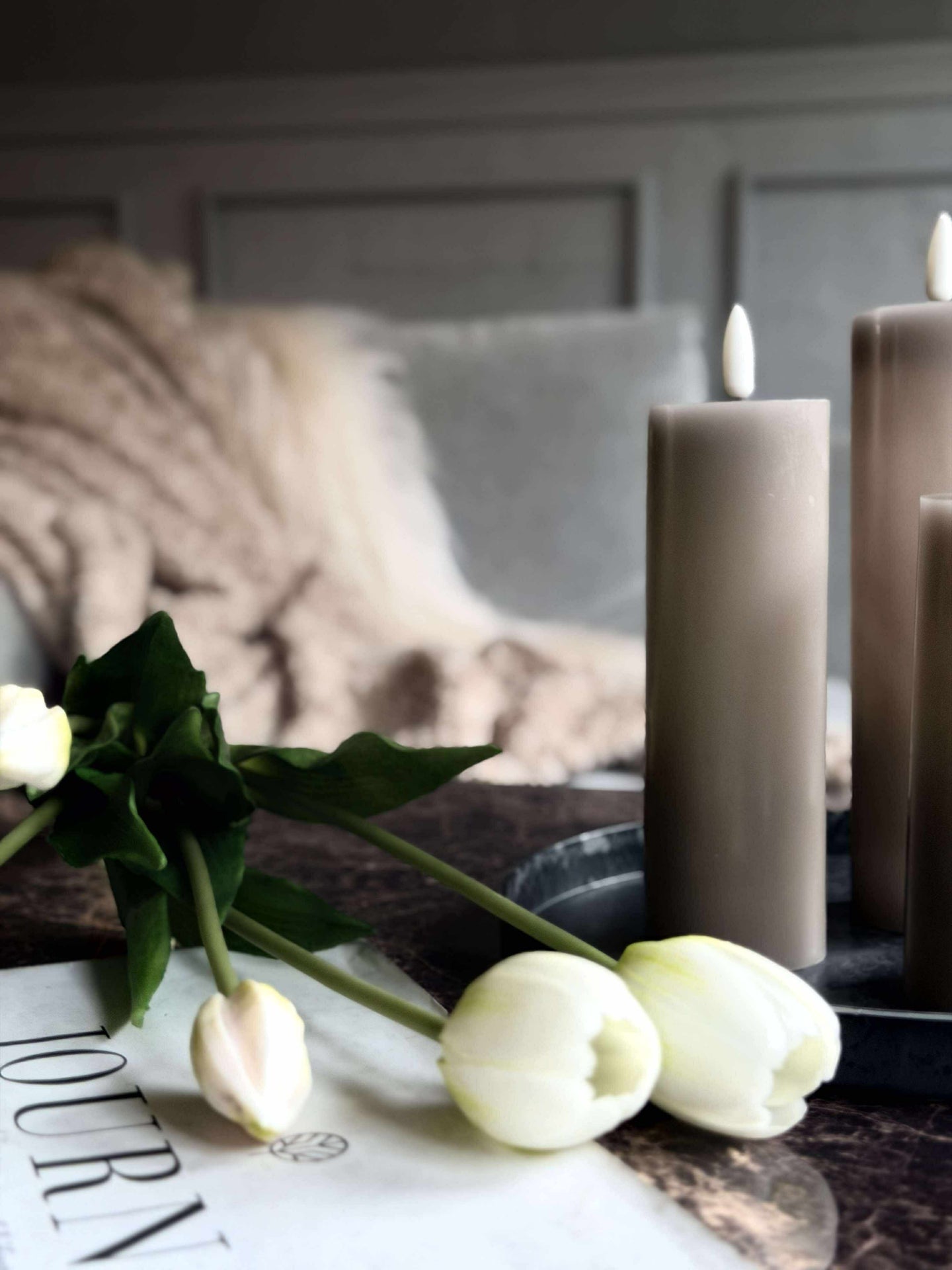 LED-Blockkerzen / Sand – 3 Stk. – Inkl. Fernbedienung // Geschenkbox
