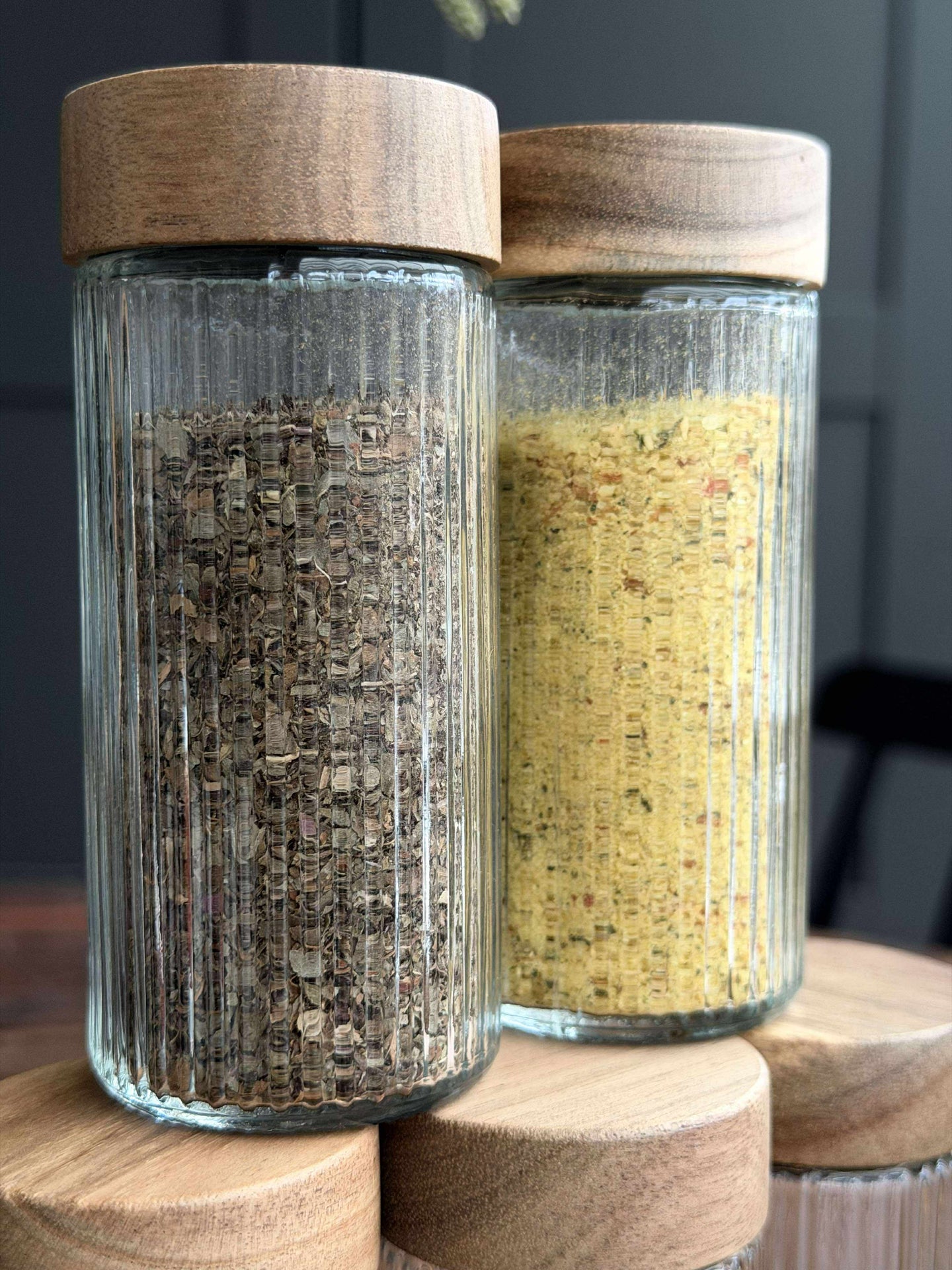 Gewürzgläser mit Holzdeckel - 6 Stk