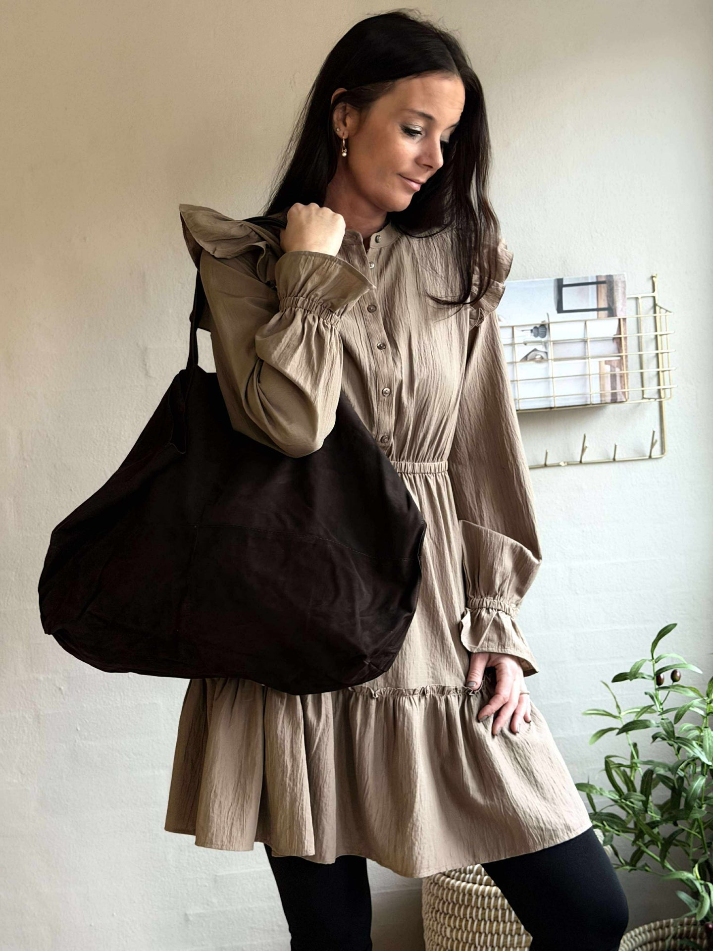 Shopper Julia Veloursleder - Dark Coffee