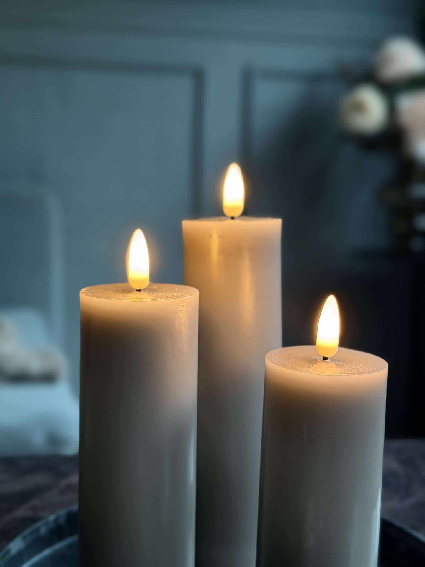 LED-Blockkerzen / Sand – 3 Stk. – Inkl. Fernbedienung // Geschenkbox