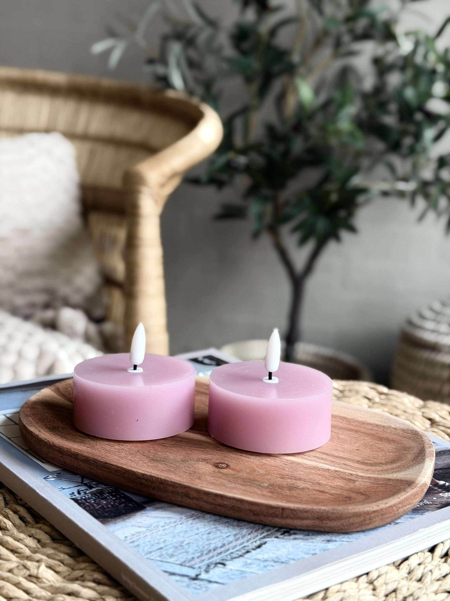 LED JUMBO Teelichter 2 Stk. - Rosa Wachs