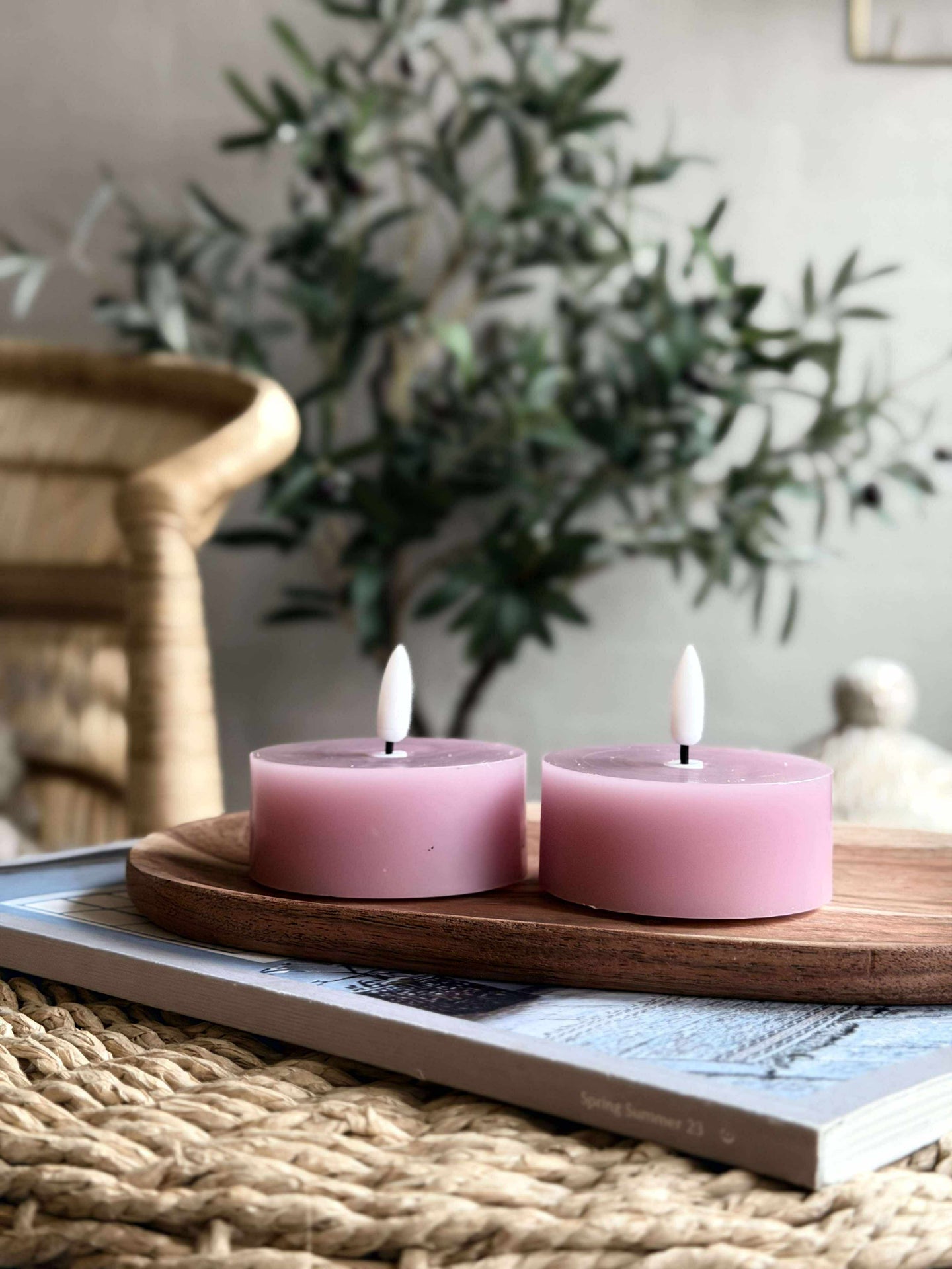 LED JUMBO Teelichter 2 Stk. - Rosa Wachs