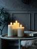 LED-Blockkerzen Mint mit Rillen - Set mit 3 Stk.