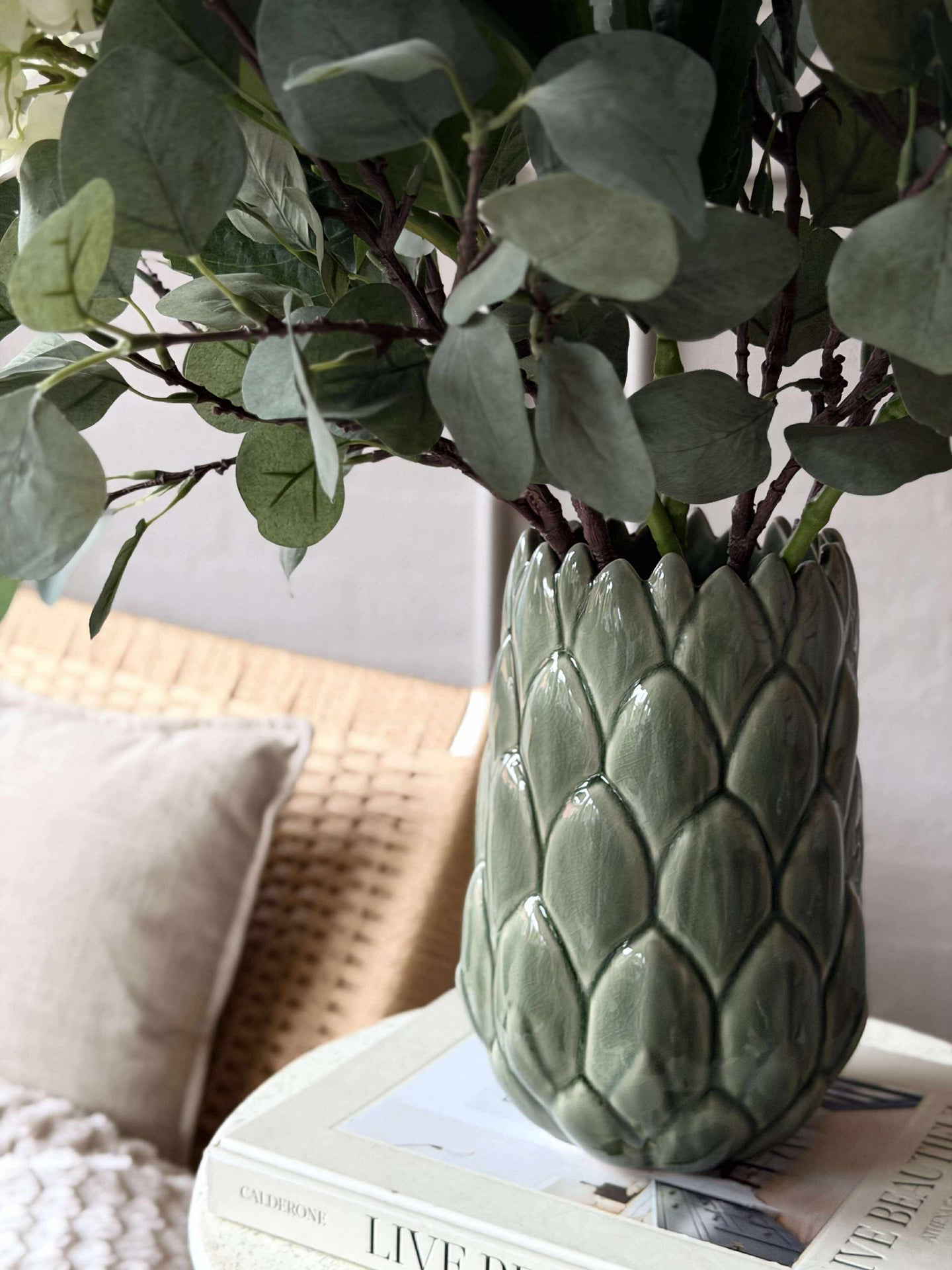 Vase Steingut - Grün