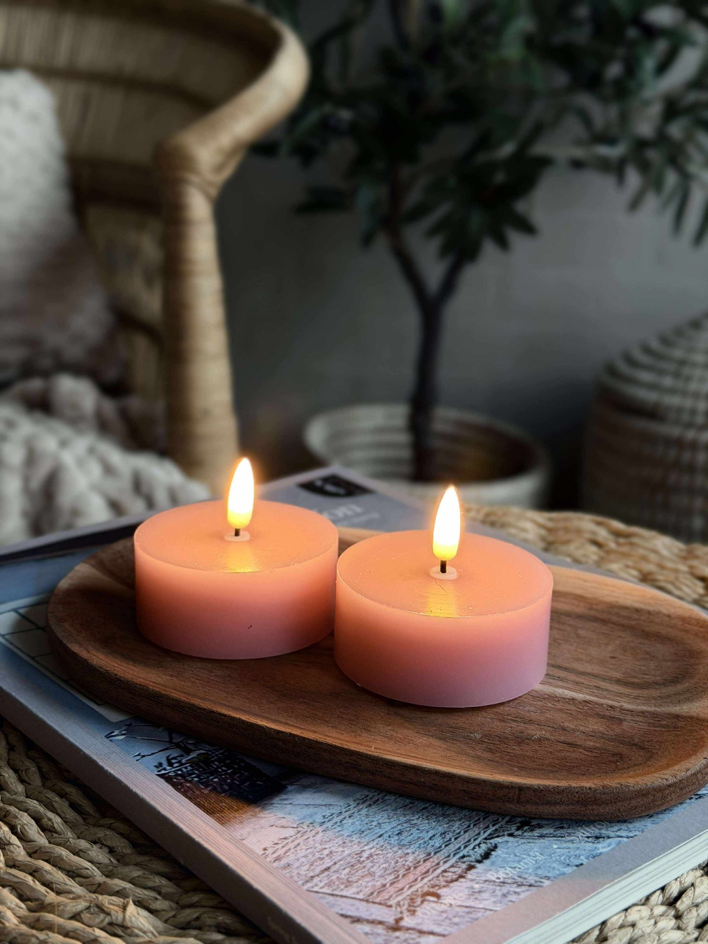 LED JUMBO Teelichter 2 Stk. - Rosa Wachs