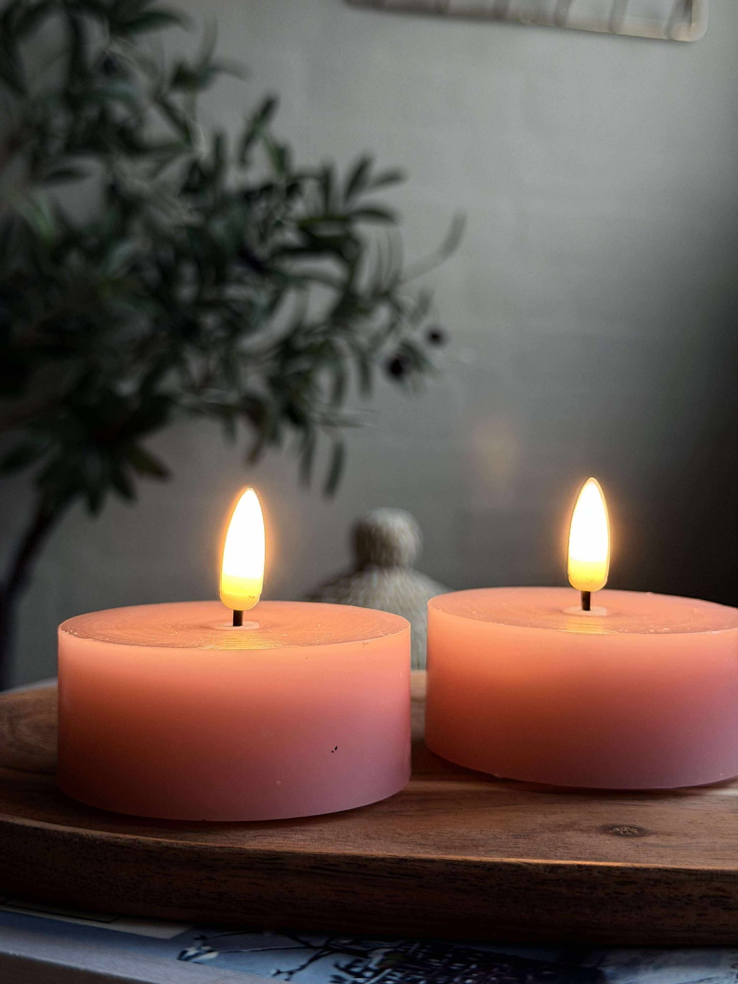 LED JUMBO Teelichter 2 Stk. - Rosa Wachs