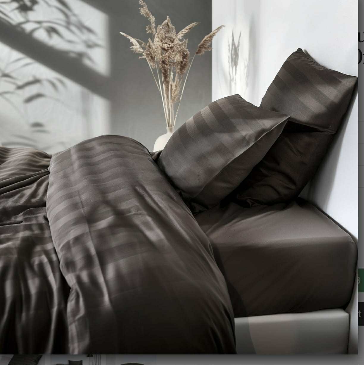 Bambus-Satin-Bettwäsche, Hell Mokka, 140x200 - 63x60