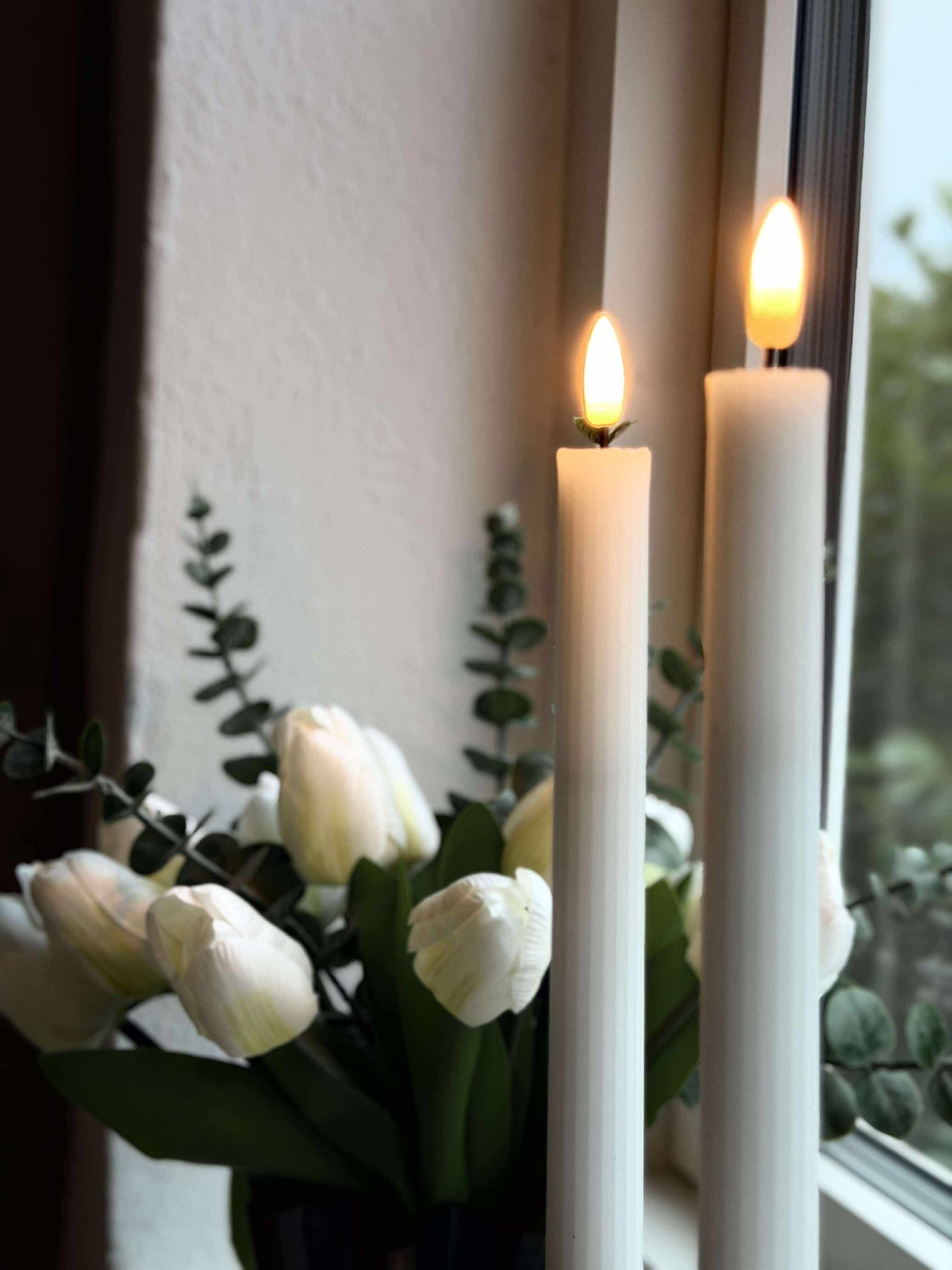 LED Stumpenkerzen gerillt - 22 cm