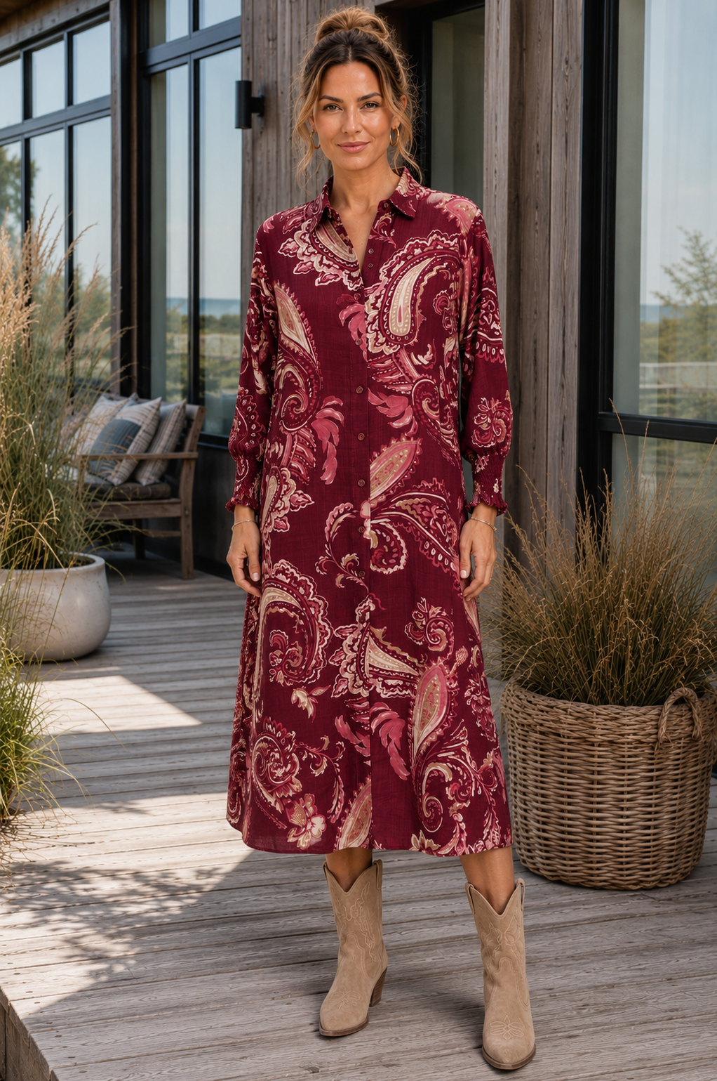 Kleid Moss Bordeaux