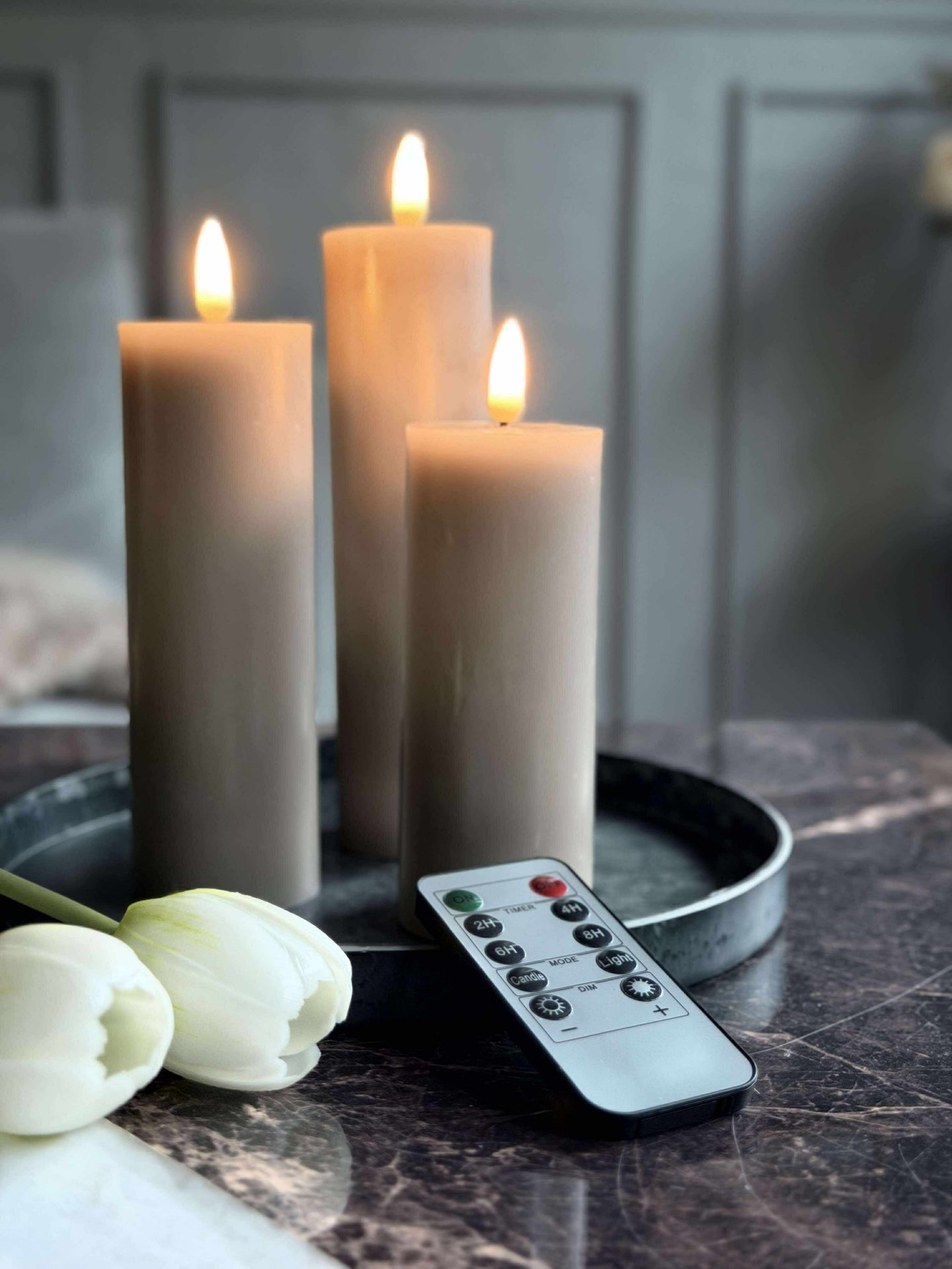 LED-Blockkerzen / Sand – 3 Stk. – Inkl. Fernbedienung // Geschenkbox
