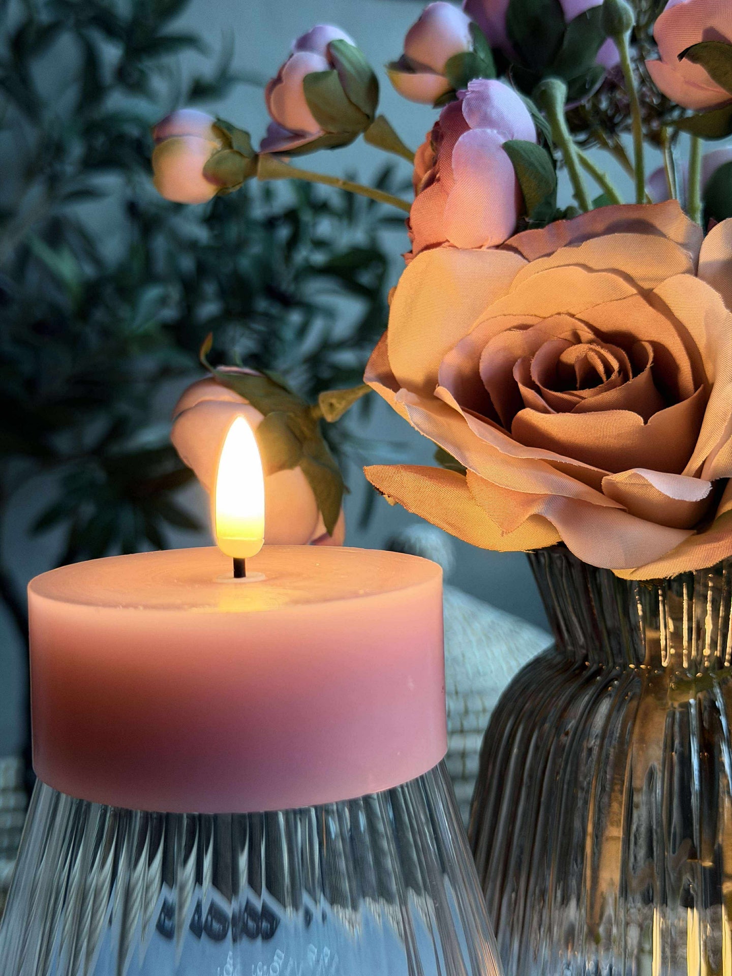 LED JUMBO Teelichter 2 Stk. - Rosa Wachs