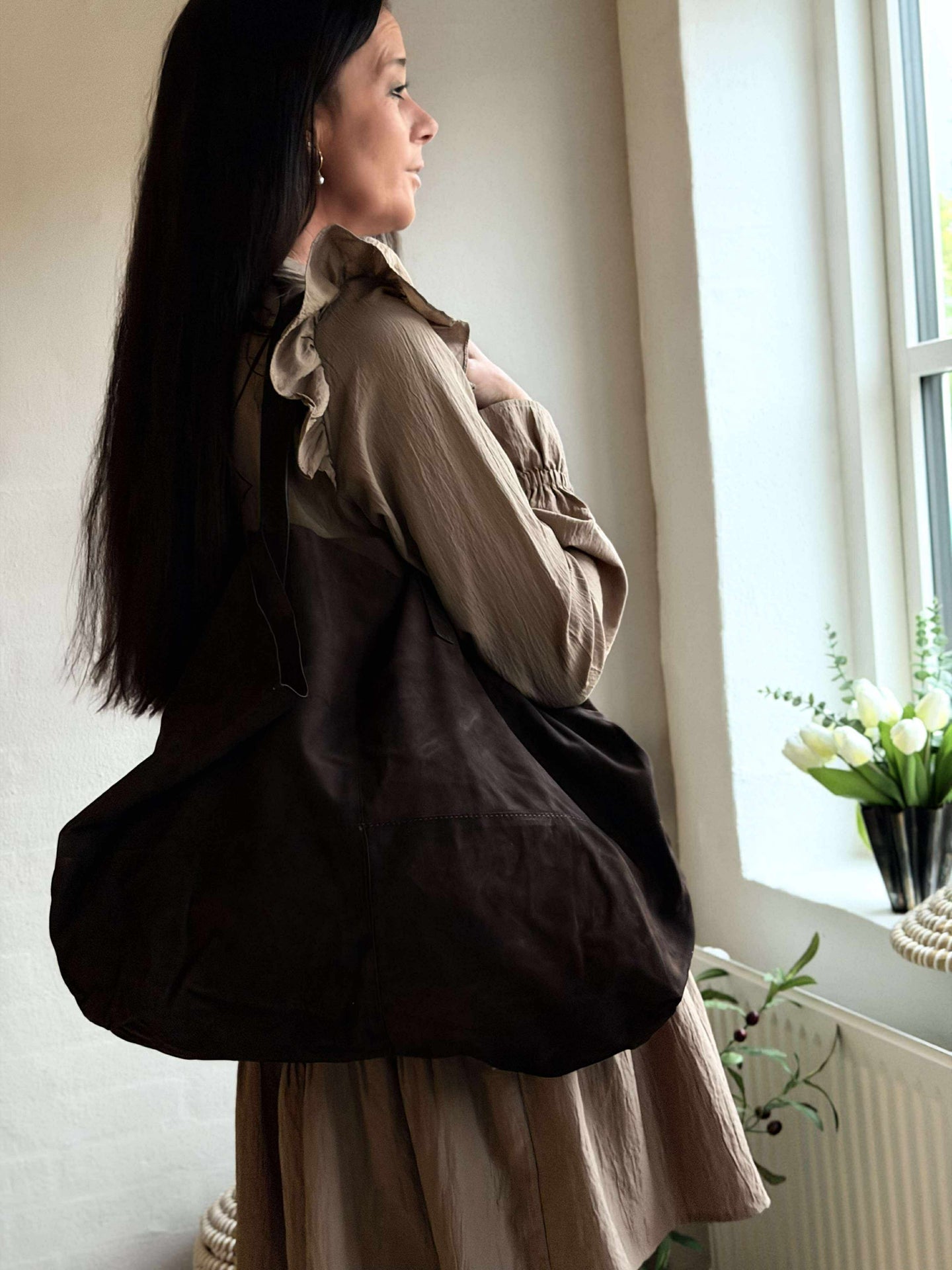Shopper Julia Veloursleder - Dark Coffee