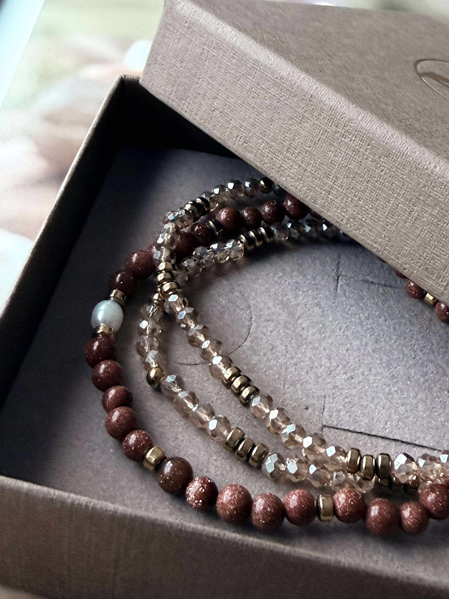 Armband Leah Natur/Cognac – Set mit 3 Stk.