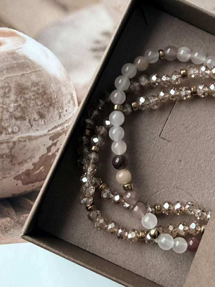 Armband Leah Blush/Natur – Set mit 3 Stück