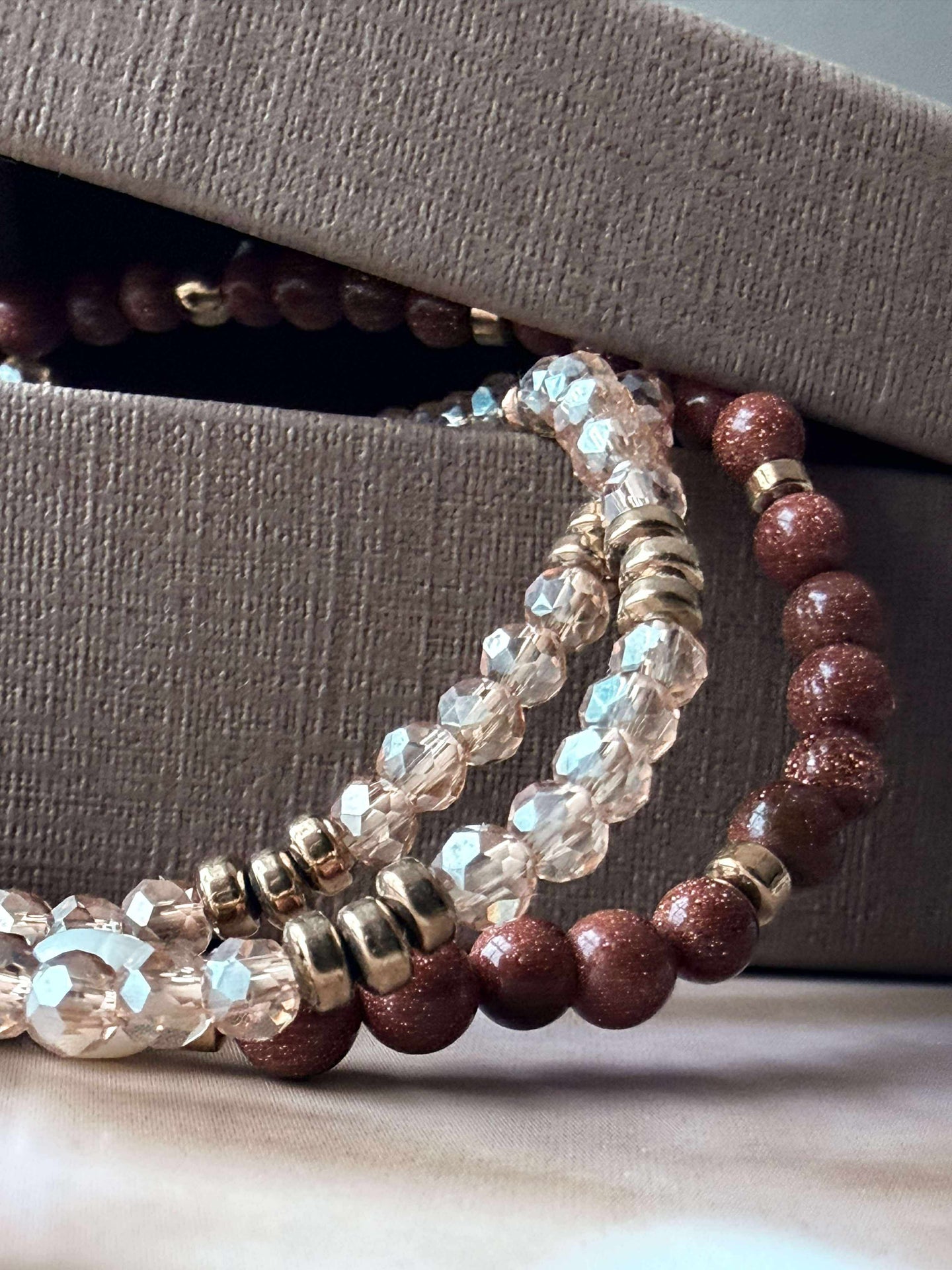 Armband Leah Natur/Cognac – Set mit 3 Stk.