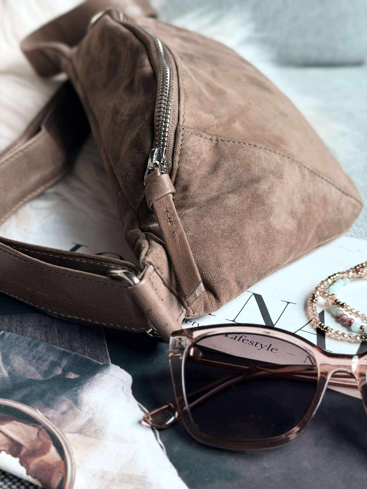 Bumbag JUNE Wildleder - Nude Brown