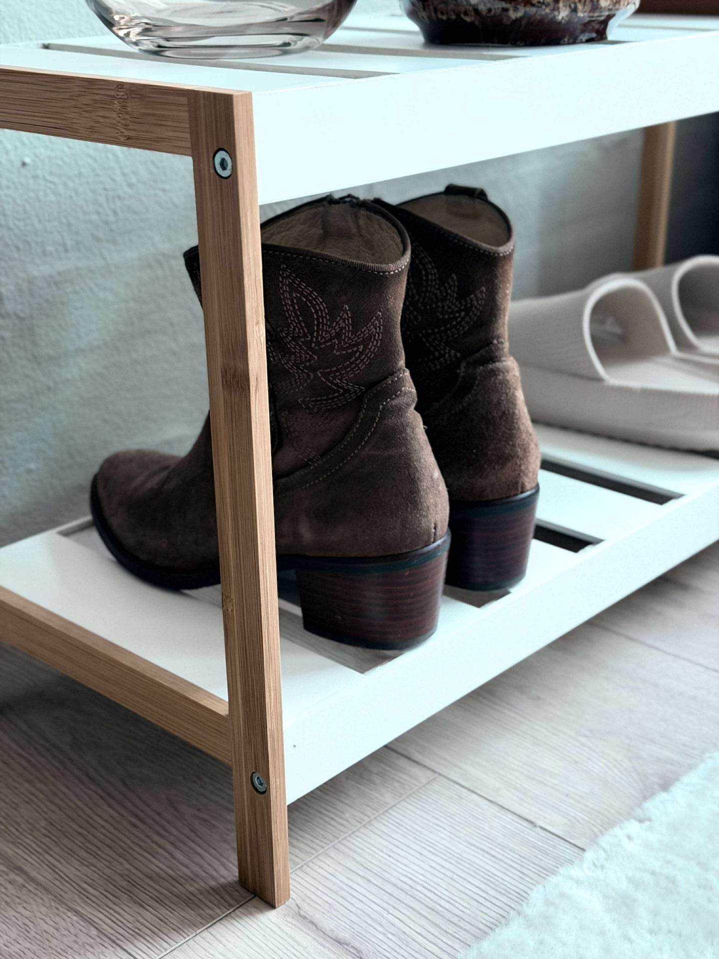 Schuhregal aus Bambus - 2 Ablagen