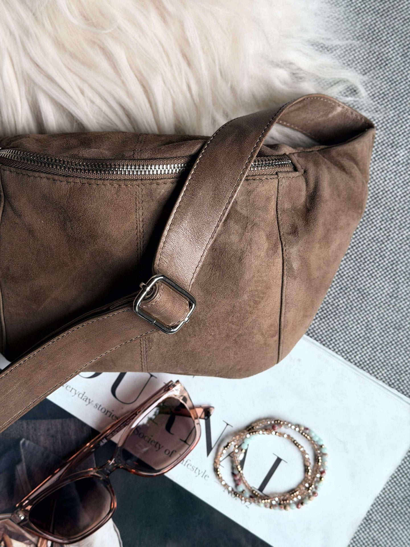 Bumbag JUNE Wildleder - Nude Brown