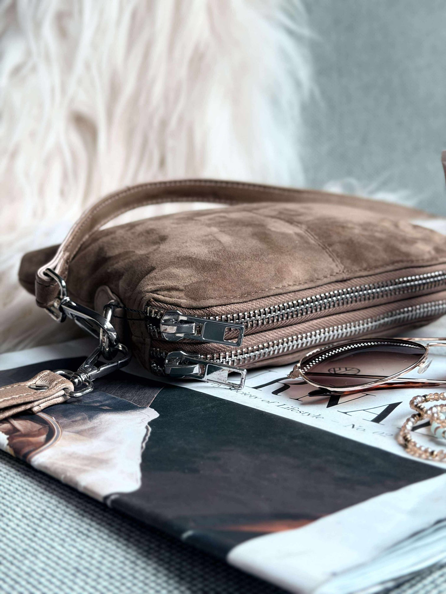Crossbody-Clutch ALICE - Nude-Braun