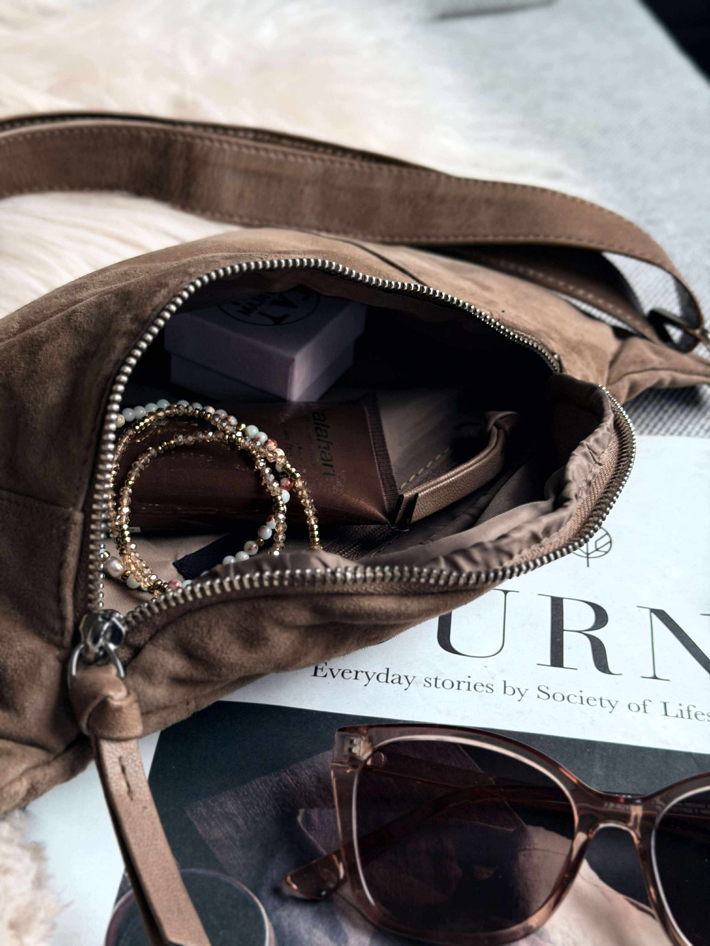 Bumbag JUNE Wildleder - Nude Brown