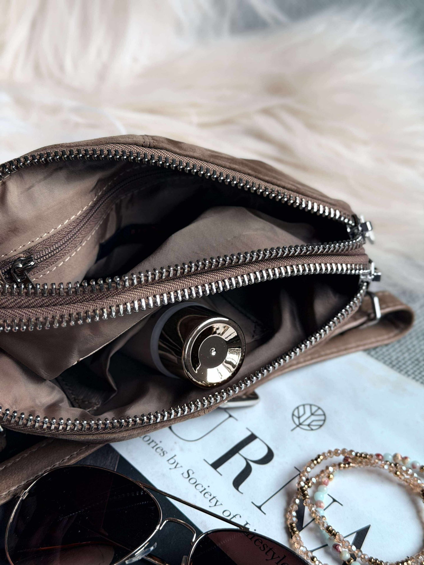 Crossbody-Clutch ALICE - Nude-Braun