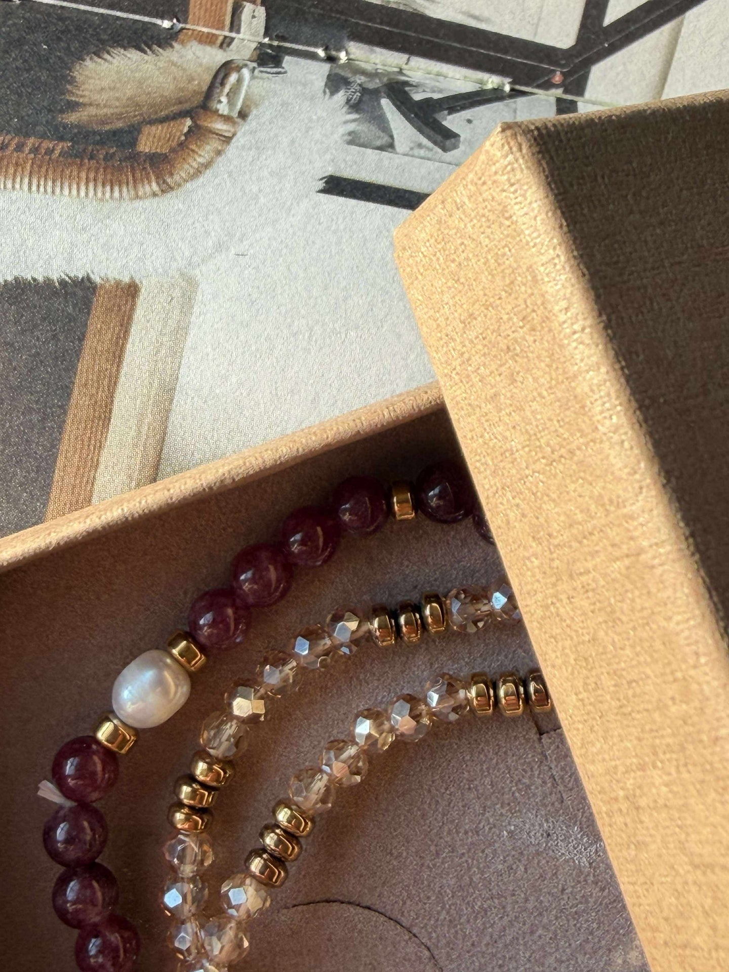 Armband Leah Bordeaux/Natur – Set mit 3 Stück