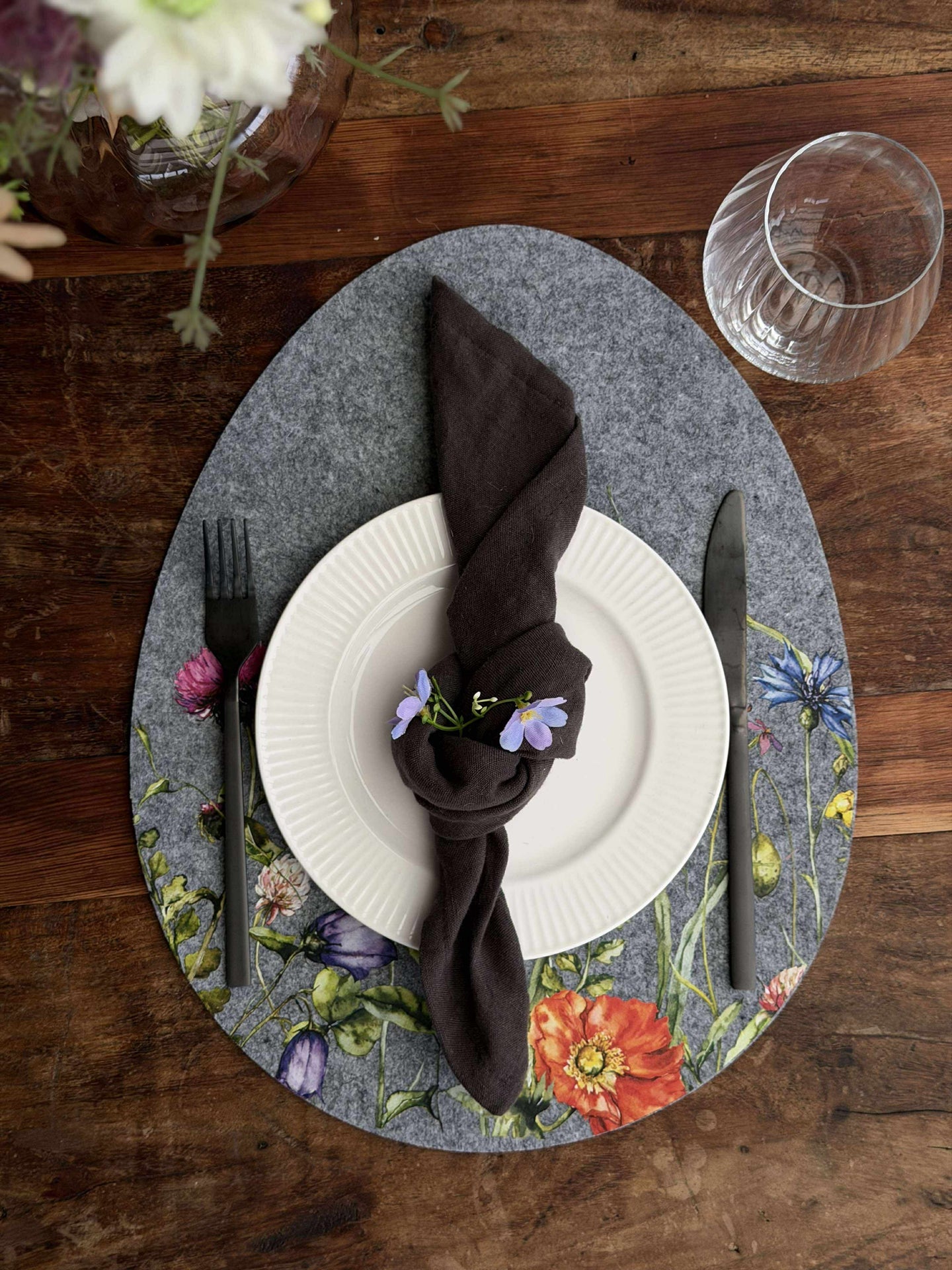Tischset Ostern - Grau oval